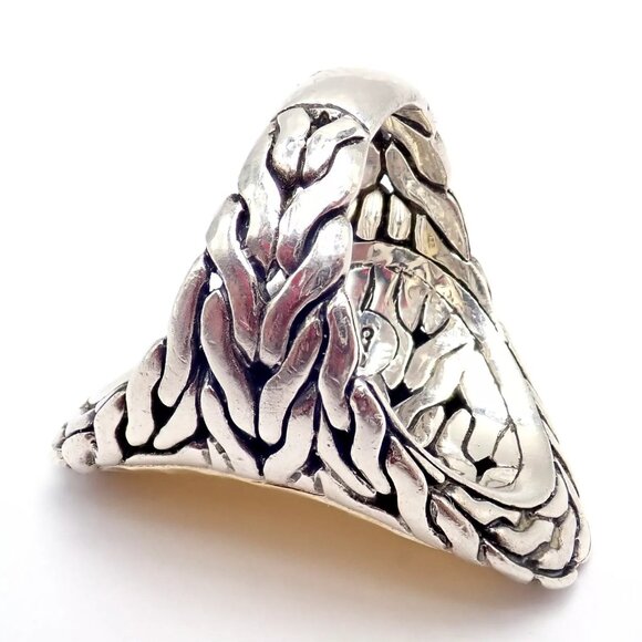 John Hardy JH Silver 22k Yellow Gold Classic Palu Saddle Cocktail Ring sz 7 - Picture 5 of 14